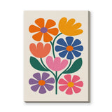 Floral Botanical Retro Wall Art – Colorful Bouquet on Cream