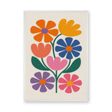 Floral Botanical Retro Wall Art – Colorful Bouquet on Cream