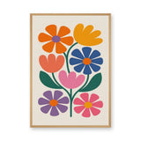 Floral Botanical Retro Wall Art – Colorful Bouquet on Cream