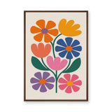 Floral Botanical Retro Wall Art – Colorful Bouquet on Cream