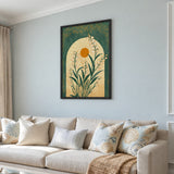 Floral Botanical Vintage Wall Art – White Flowers in a Golden Sun Arch