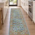 Floral Classic Runner Rug – Blue in a kitchen
