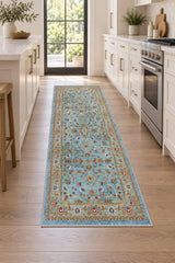 Floral Classic Runner Rug – Blue in a kitchen