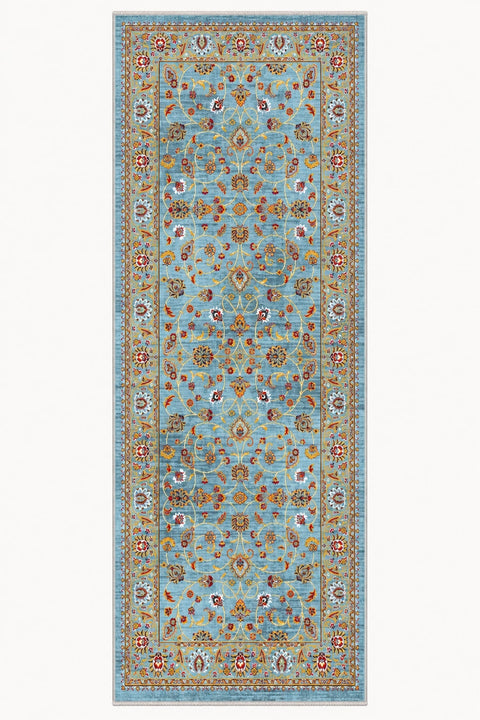 Floral Classic Runner Rug – Blue