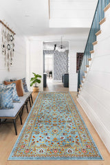 Floral Classic Runner Rug – Blue in a hallway