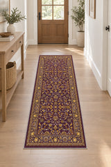 Floral Classic Runner Rug – Burgundy in a hallway