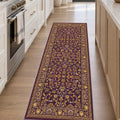 Floral Classic Runner Rug – Burgundy in a kitchen