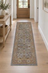 Floral Classic Runner Rug – Gray in a hallway