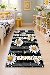 Floral Contemporary Kitchen Rug in a nursery