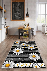 Floral Contemporary Kitchen Rug in a kitchen