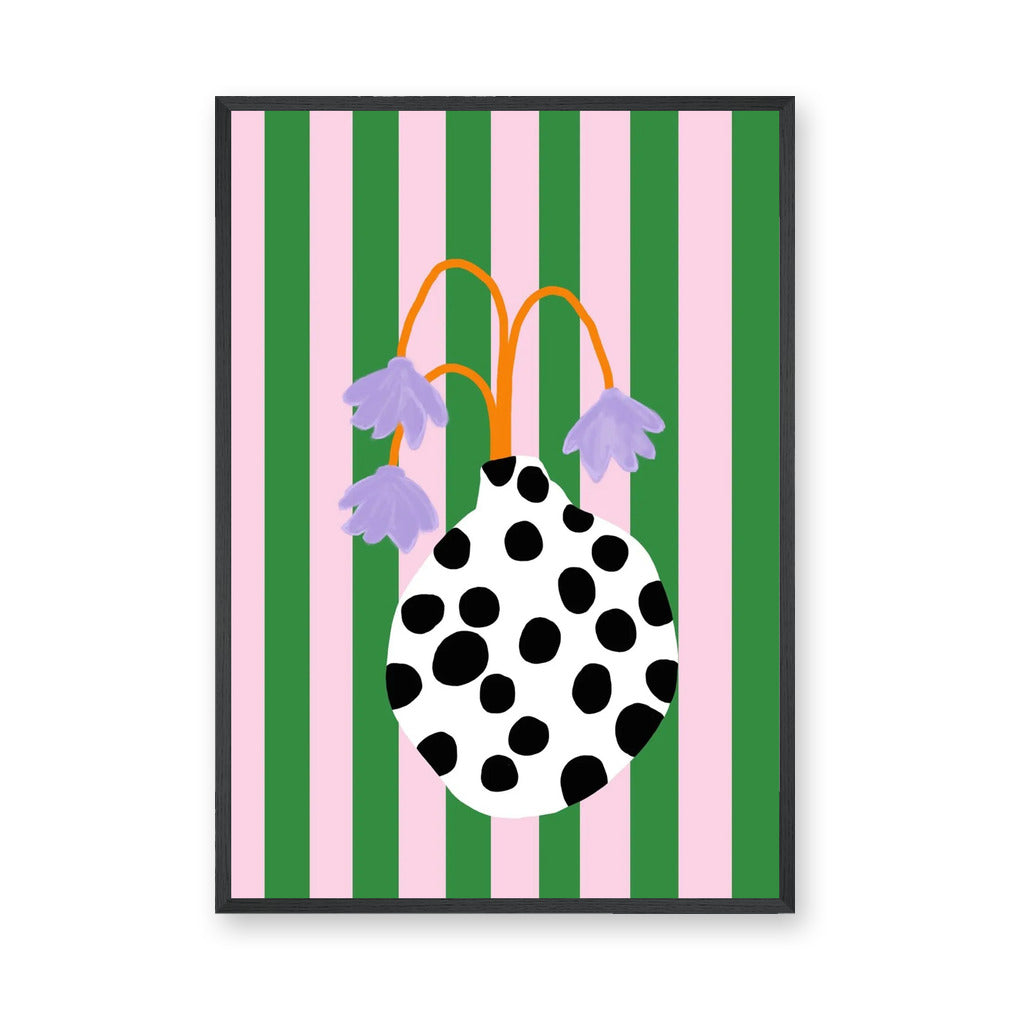 Floral Eclectic Wall Art – Purple Flowers in a Spotted Vase