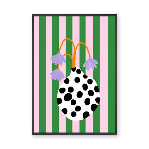 Floral Eclectic Wall Art – Purple Flowers in a Spotted Vase