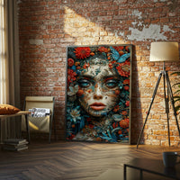 Floral Face Aesthetic Wall Poster – Sleek Botanical Portrait Print