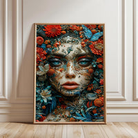 Floral Face Aesthetic Wall Poster – Sleek Botanical Portrait Print