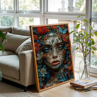Floral Face Aesthetic Wall Poster – Sleek Botanical Portrait Print