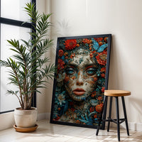 Floral Face Aesthetic Wall Poster – Sleek Botanical Portrait Print