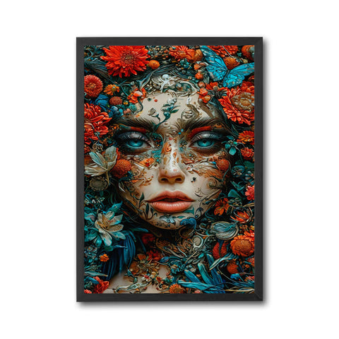 Floral Face Aesthetic Wall Poster – Sleek Botanical Portrait Print