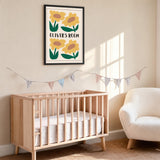 Floral Kids Typography Wall Art – Oliver's Room Yellow Flower Print