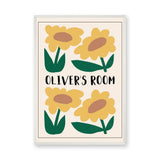 Floral Kids Typography Wall Art – Oliver's Room Yellow Flower Print