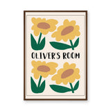 Floral Kids Typography Wall Art – Oliver's Room Yellow Flower Print