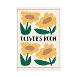 Floral Kids Typography Wall Art – Oliver's Room Yellow Flower Print