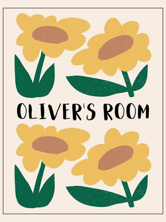 Floral Kids Typography Wall Art – Oliver's Room Yellow Flower Print