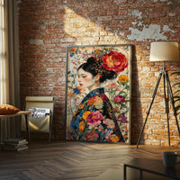 Floral Kimono Portrait Aesthetic Wall Décor Print