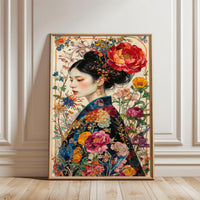 Floral Kimono Portrait Aesthetic Wall Décor Print