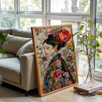 Floral Kimono Portrait Aesthetic Wall Décor Print