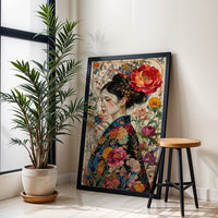 Floral Kimono Portrait Aesthetic Wall Décor Print