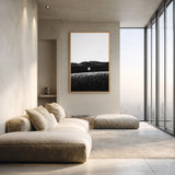 Floral Landscape Minimalist Wall Art – Black and White Daisy Print