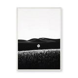 Floral Landscape Minimalist Wall Art – Black and White Daisy Print