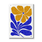 Floral Minimalist Botanical Wall Art – Blue and Yellow Flower