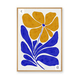 Floral Minimalist Botanical Wall Art – Blue and Yellow Flower
