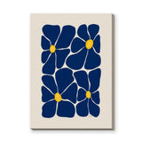 Floral Minimalist Wall Art – Navy Blue Blooms on Cream