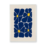 Floral Minimalist Wall Art – Navy Blue Blooms on Cream