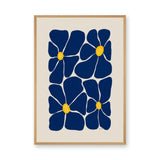 Floral Minimalist Wall Art – Navy Blue Blooms on Cream