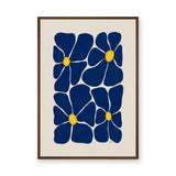 Floral Minimalist Wall Art – Navy Blue Blooms on Cream