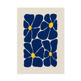 Floral Minimalist Wall Art – Navy Blue Blooms on Cream