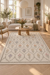 Floral Modern Area Rug in a living room