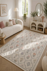 Floral Modern Area Rug in a living room