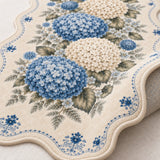 Floral Modern Oval Kitchen Rug – Blue – texture close-up