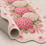 Floral Modern Oval Kitchen Rug – Pink – texture close-up