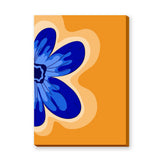 Floral Modern Pop Art Wall Art – Blue Flower on Orange Background