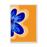 Floral Modern Pop Art Wall Art – Blue Flower on Orange Background