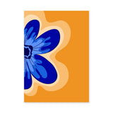 Floral Modern Pop Art Wall Art – Blue Flower on Orange Background