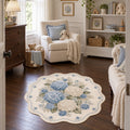 Floral Modern Round Kitchen Rug – Blue in a nursery