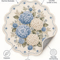Floral Modern Round Kitchen Rug – Blue – features