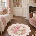 Floral Modern Round Kitchen Rug – Pink in a nursery