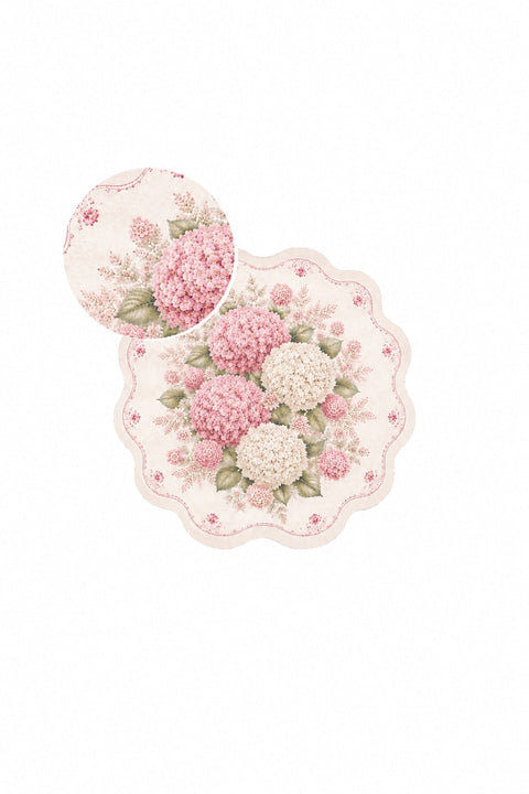 Floral Modern Round Kitchen Rug – Pink